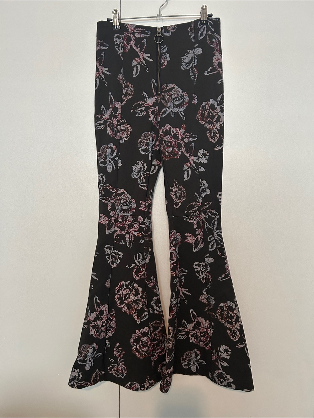 Free People Born To Be Wild Bell Bottom Flare Floral Pants